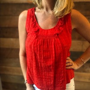 Button back red blouse